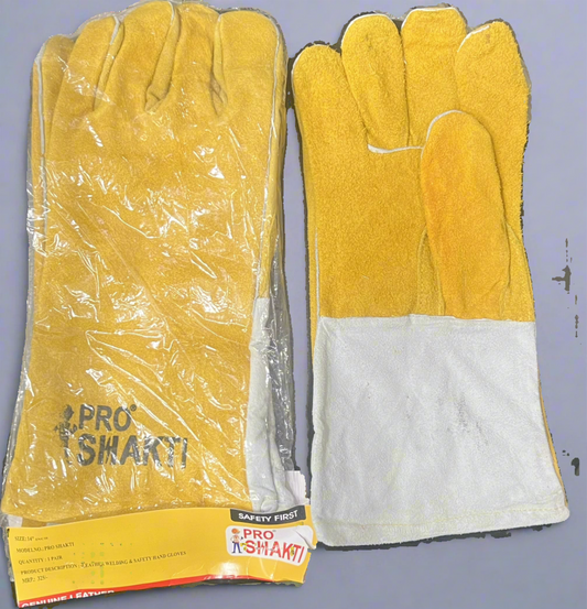Pro Shakti Yellow Leather Hand gloves (Pack of 10)