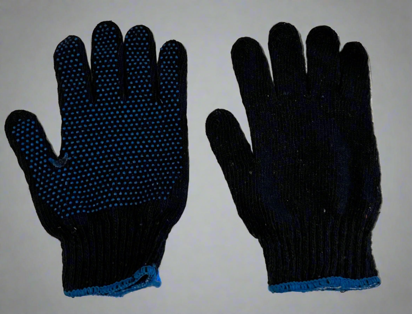 Generic Cotton Knitted PVC Dotted Safety Gloves (Pack of 100)