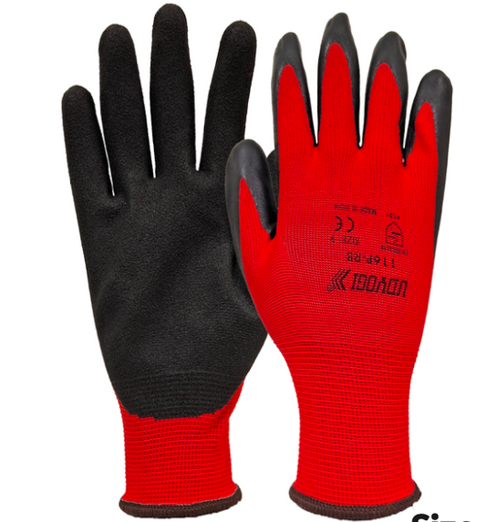 Udyogi 116P-RB Foam Nitrile Coated Hand gloves (Pack of 12)