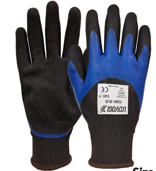 Udyogi 128K-BLB Sandy double dip /Knuckle Coating Hand gloves (Pack of 12)