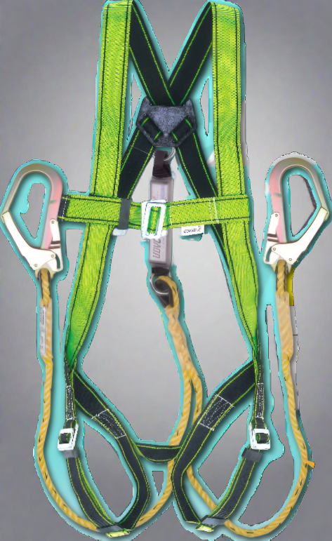 Udyogi Full body Safety Harness with Shock Absorber ECO 4 DOUBLE PP ROPE & SH 60 SCAFFOLDING Hook Safety Belt