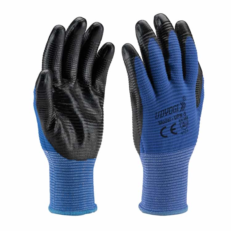 Udyogi UPN 3 (Nylon / Lycra U3 Liner – Heavy Nitrile Palm Coating) Safety Glove (Pack of 100)